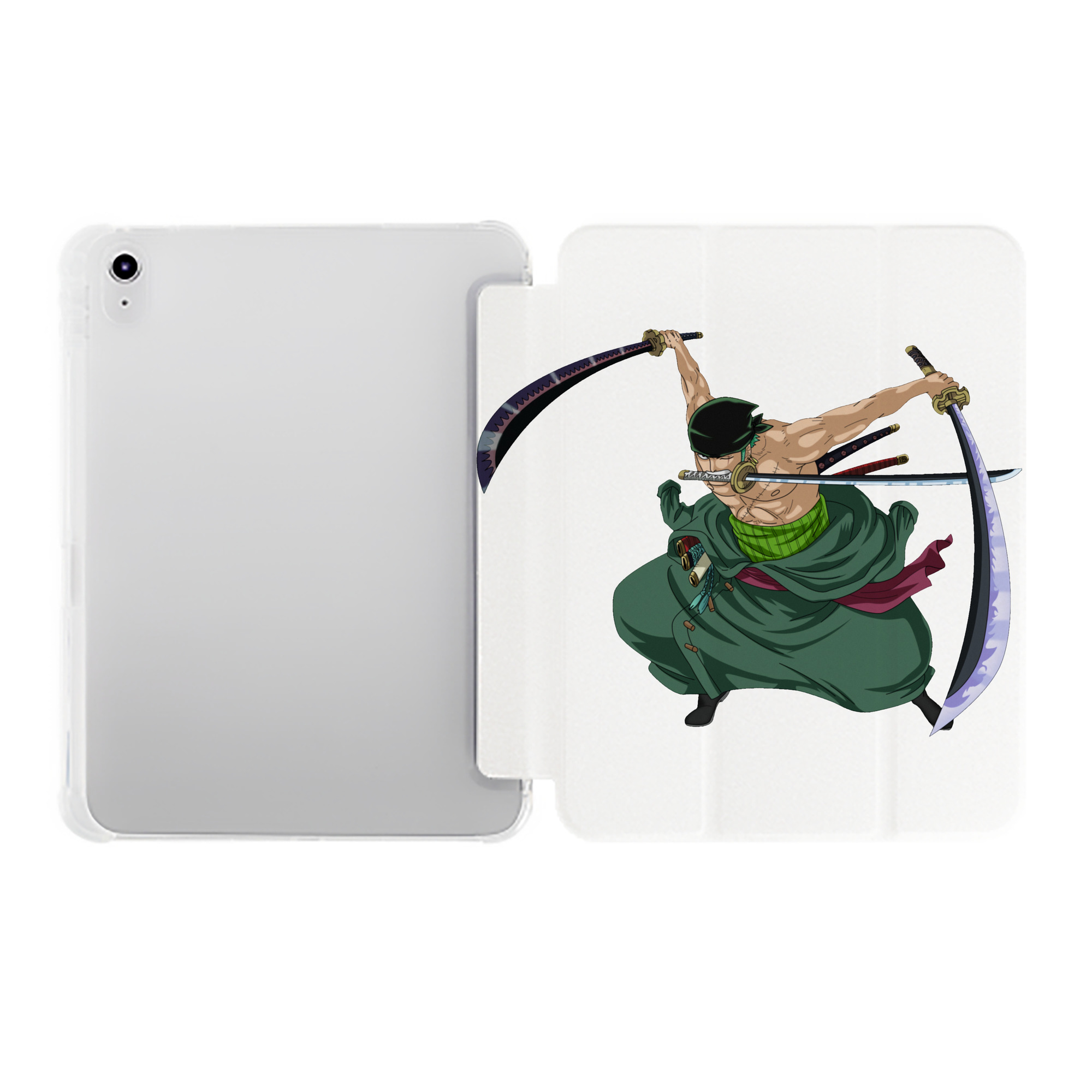 （画像用） ワンピース ロロノア・ゾロ ONE PIECE Roronoa Zoro IPad ケース ペン収納付き 三つ折りスタンド PUレザー×シリコン 対応機種9.5/10.5/10.9インチ
